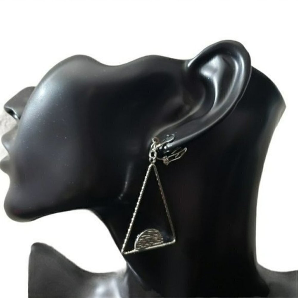 Fashion Jewelry Silver Drop Triangle Earrings